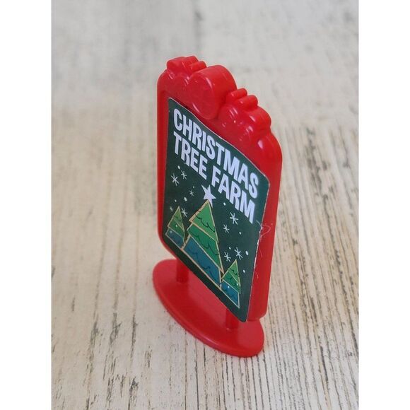 Christmas tree farm sign red mini Village accessory toy figure - Picture 2 of 4